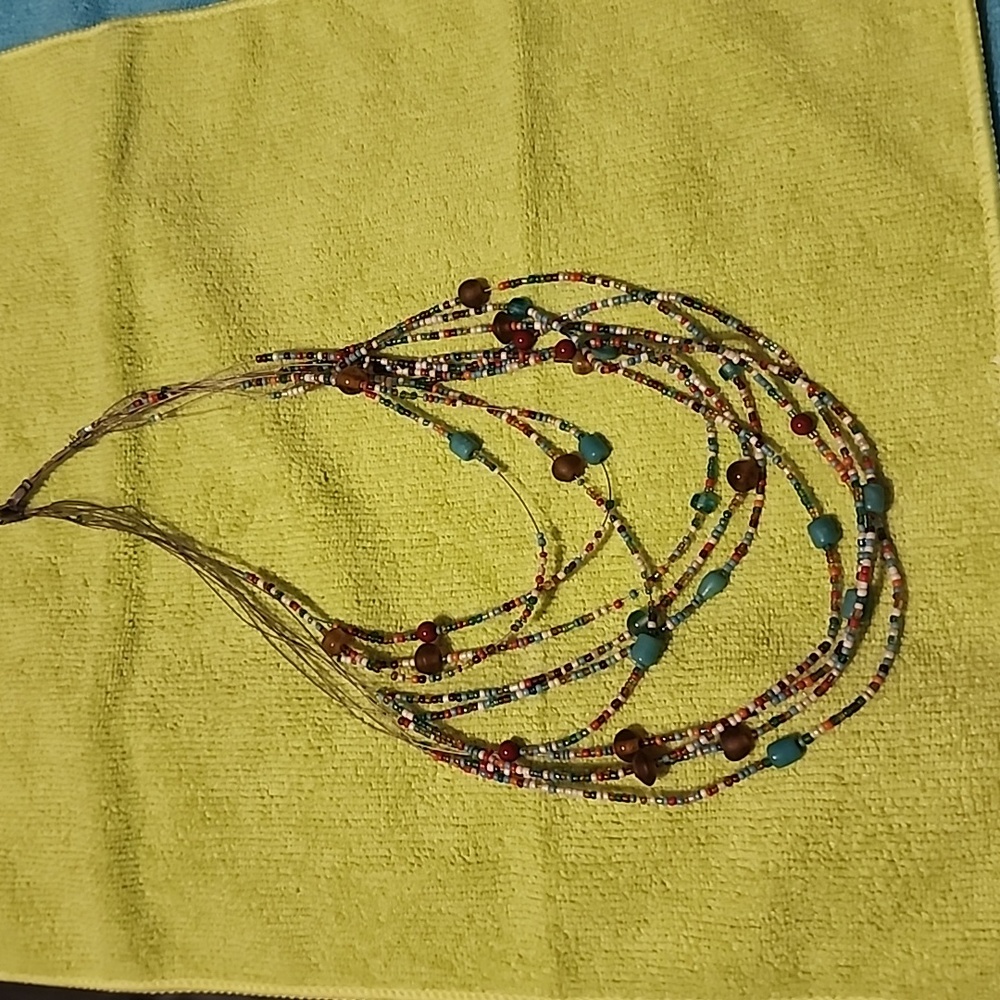 Multi layered tiny beaded necklace